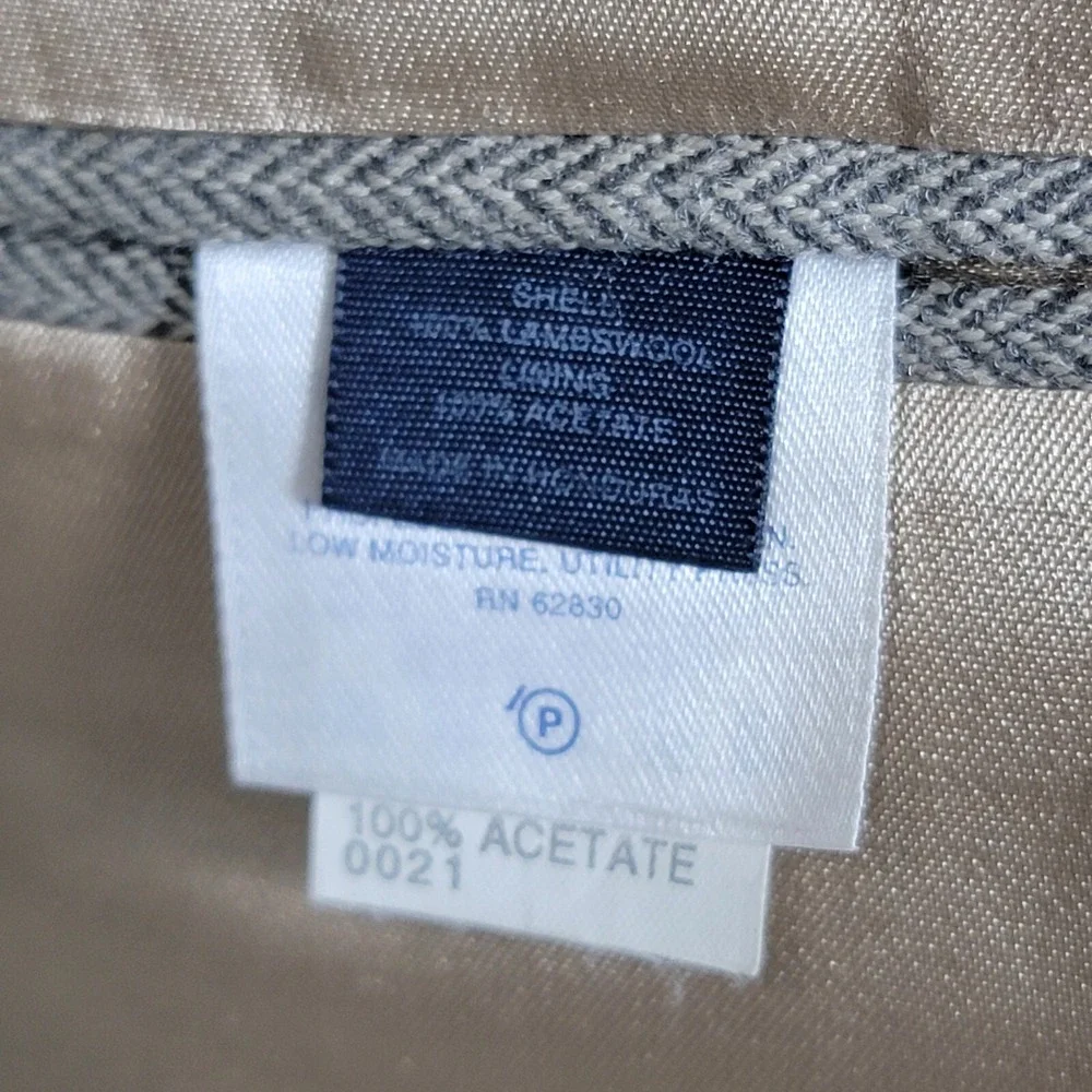 Lands End Men's Sport Coat Blazer Two Button Herringbone Beige Wool‎ Size 41R